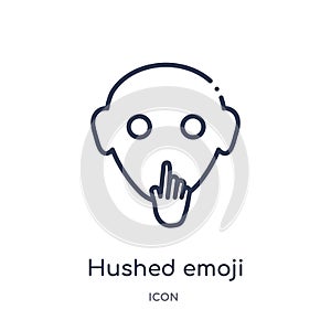 Linear hushed emoji icon from Emoji outline collection. Thin line hushed emoji vector isolated on white background. hushed emoji