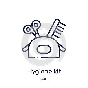 Linear hygiene kit icon from Hygiene outline collection. Thin line hygiene kit icon isolated on white background. hygiene kit
