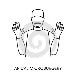 Linear icon apical microsurgery. Vector illustration for dental clinic photo