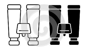 Linear icon, binoculars to observe distant objects. Equipment for campaigns and military operations. Simple black and white vector
