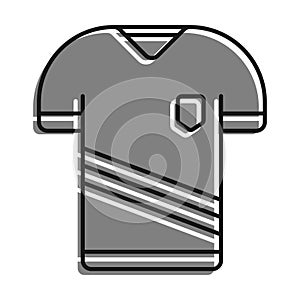 Linear icon. Classic football player t shirt. Sports uniform of soccer player. Layout of athletes on field. Simple black and white