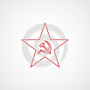 Linear icon of communism. Hammer, sickle inside the star. Red Soviet emblem. Minimalist coat of arms of the USSR. Vector