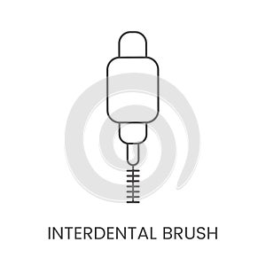 Linear icon interdental brush. Vector illustration for dental clinic