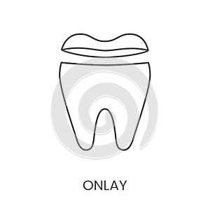 Linear icon onlay. Vector illustration for dental clinic