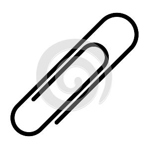 Linear icon. Paper clip for binding documents and paper sheets. Simple black and white vector isolated on white background