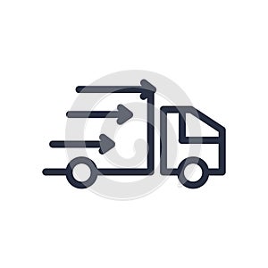 Linear Icon Related to Express Delivery Process, Delivery car, Pickup Online. Mono line pictogram and infographic.