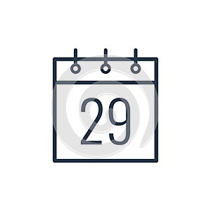 Linear icon of the Twenty ninth day of the calendar.