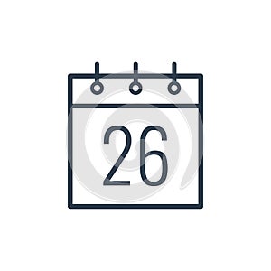 Linear icon of the Twenty-sixth day of the calendar.