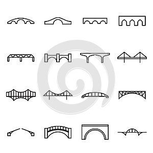 Linear icons of bridges. Symbols of bridges photo