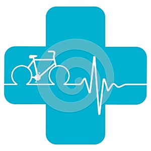 Linear illustration of a bicycle with a pulse