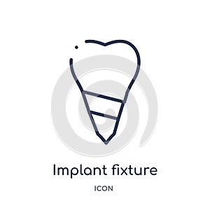 Linear implant fixture icon from Dentist outline collection. Thin line implant fixture icon isolated on white background. implant