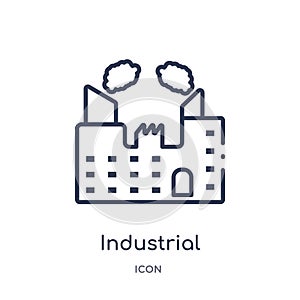 Linear industrial building with contaminants icon from Army outline collection. Thin line industrial building with contaminants