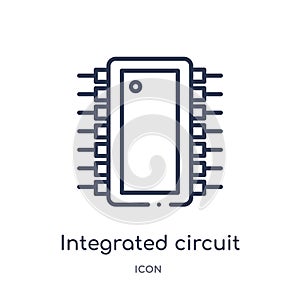 Linear integrated circuit icon from Electronics outline collection. Thin line integrated circuit icon isolated on white background