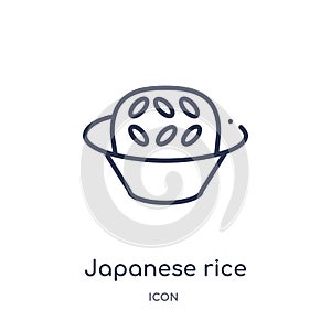 Linear japanese rice ball in a bowl icon from Food outline collection. Thin line japanese rice ball in a bowl icon isolated on