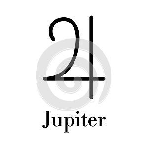 Linear Jupiter planet symbol - vector isolated icon for astrology and alchemy