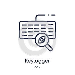 Linear keylogger icon from Cyber outline collection. Thin line keylogger vector isolated on white background. keylogger trendy photo