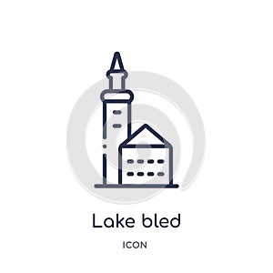 Linear lake bled icon from Buildings outline collection. Thin line lake bled vector isolated on white background. lake bled trendy