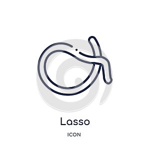 Linear lasso icon from Desert outline collection. Thin line lasso vector isolated on white background. lasso trendy illustration