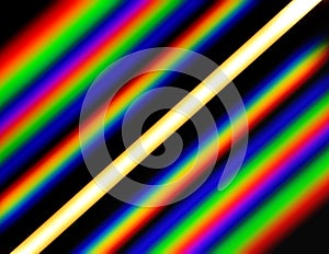 Linear LED luminaire observed through a phase diffraction grating
