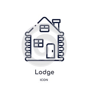 Linear lodge icon from Camping outline collection. Thin line lodge vector isolated on white background. lodge trendy illustration