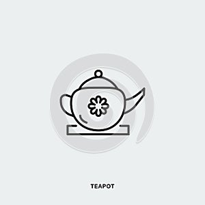 Linear logo with teapot against gray background
