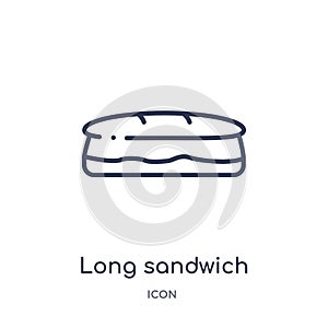 Linear long sandwich icon from Bistro and restaurant outline collection. Thin line long sandwich vector isolated on white