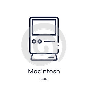 Linear macintosh icon from Electronic devices outline collection. Thin line macintosh vector isolated on white background.