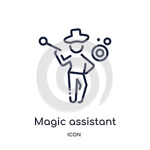 Linear magic assistant icon from Magic outline collection. Thin line magic assistant icon isolated on white background. magic