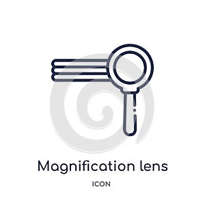 Linear magnification lens icon from Education outline collection. Thin line magnification lens icon isolated on white background.