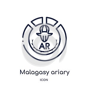 Linear malagasy ariary icon from Africa outline collection. Thin line malagasy ariary vector isolated on white background.