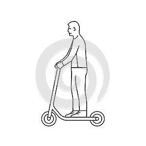 Linear man rides on electric scooter photo