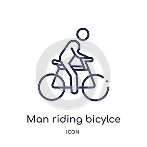 Linear man riding bicylce icon from Behavior outline collection. Thin line man riding bicylce vector isolated on white background