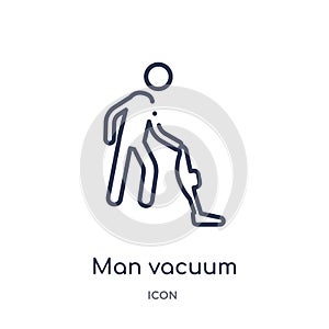 Linear man vacuum icon from Behavior outline collection. Thin line man vacuum vector isolated on white background. man vacuum