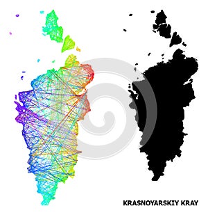 Linear Map of Krasnoyarskiy Kray with Rainbow Colored Gradient