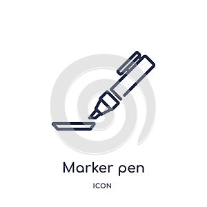 Linear marker pen icon from General outline collection. Thin line marker pen icon isolated on white background. marker pen trendy