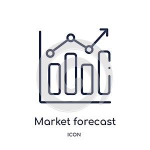 Linear market forecast icon from Cryptocurrency economy and finance outline collection. Thin line market forecast vector isolated