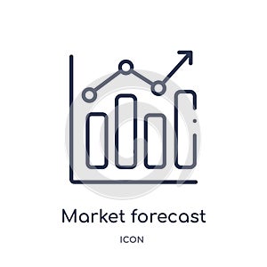 Linear market forecast icon from Cryptocurrency economy and finance outline collection. Thin line market forecast vector isolated photo