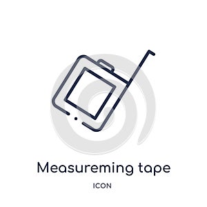 Linear measureming tape icon from Measurement outline collection. Thin line measureming tape icon isolated on white background.