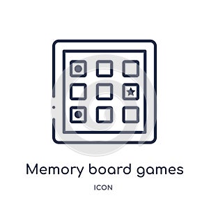 Linear memory board games icon from Entertainment outline collection. Thin line memory board games icon isolated on white