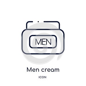 Linear men cream icon from Beauty outline collection. Thin line men cream vector isolated on white background. men cream trendy