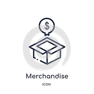 Linear merchandise icon from Ecommerce and payment outline collection. Thin line merchandise vector isolated on white background.