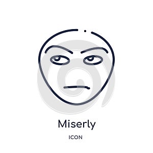 Linear miserly icon from Emotions outline collection. Thin line miserly vector isolated on white background. miserly trendy