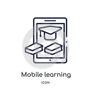 Linear mobile learning icon from Elearning and education outline collection. Thin line mobile learning vector isolated on white