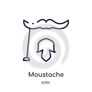 Linear moustache icon from Circus outline collection. Thin line moustache vector isolated on white background. moustache trendy