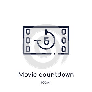 Linear movie countdown icon from Cinema outline collection. Thin line movie countdown vector isolated on white background. movie photo