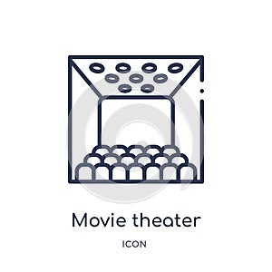 Linear movie theater icon from Cinema outline collection. Thin line movie theater vector isolated on white background. movie photo