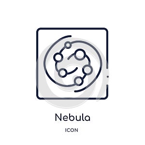 Linear nebula icon from Astronomy outline collection. Thin line nebula vector isolated on white background. nebula trendy