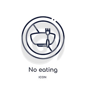 Linear no eating icon from Food outline collection. Thin line no eating icon isolated on white background. no eating trendy