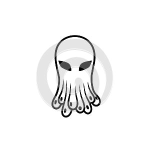 Linear octopus alien icon.