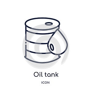 Linear oil tank icon from Industry outline collection. Thin line oil tank icon isolated on white background. oil tank trendy